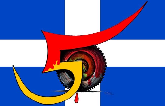 Κύπρος: Μια τραγωδία που διαρκεί 50 χρόνια. Σκίτσο του Πάνου Ιατρίδη